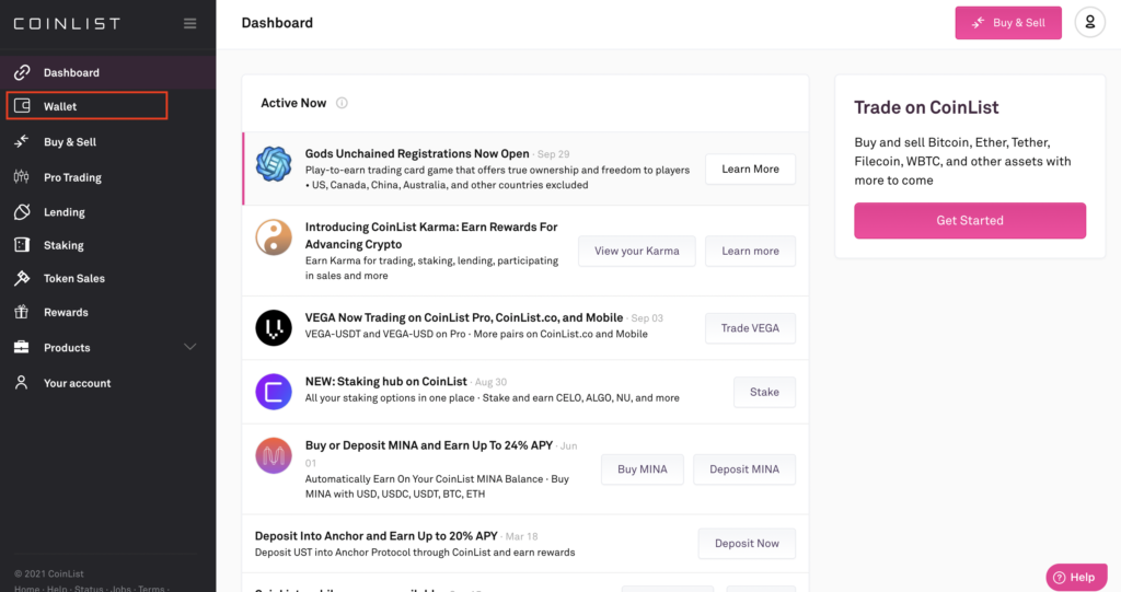 幣圈版的股票抽籤“ICO”是什麼? 新手必備的ICO平台Coinlist-註冊教學 8 8進入首頁點選錢包 1